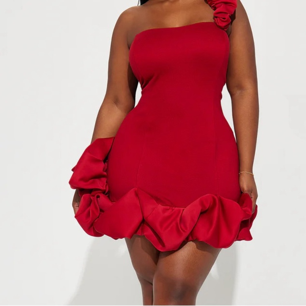 Ruffle Mini Dress - Red